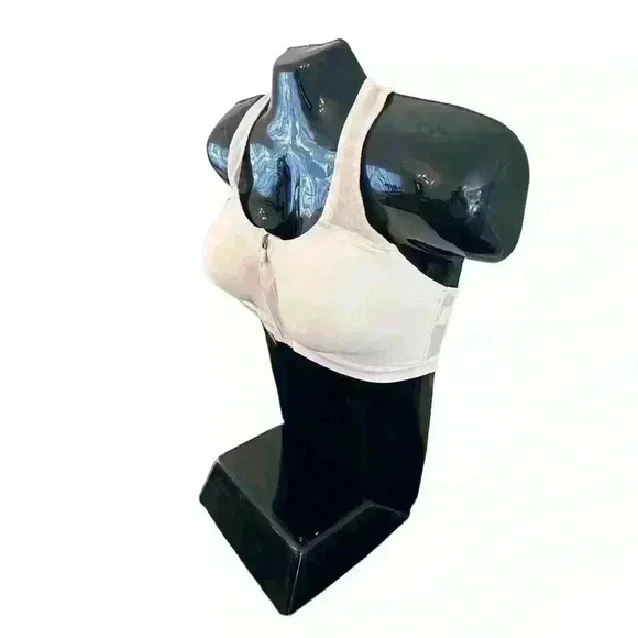 Womens Sports Bra by Half Moon Size XL Blush Pink Front Closure Zipper Racerback - Picture 4 of 8